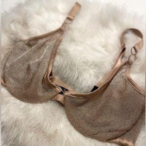 Victoria Secret Mesh See Through Champagne Bra in 34D